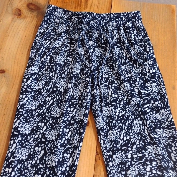 Rachel Zoe Blue & White Print Elastic Drawstring Waist Joggers Size XS - Picture 3 of 9